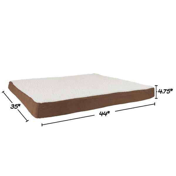 Pet Adobe Memory Orthopedic Foam Dog Bed- Sherpa Top And Removable Cover- 44.5x35x4.75, Brown